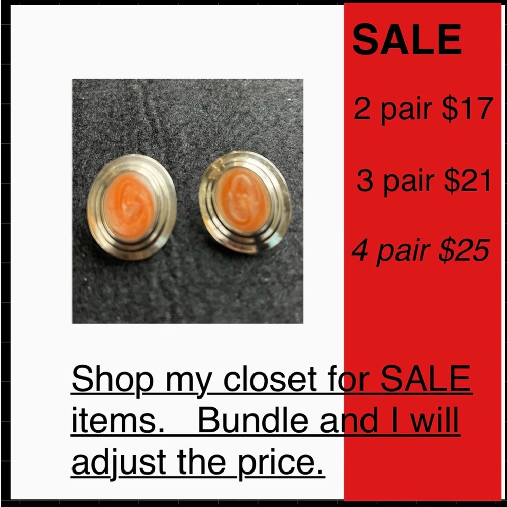 Vintage Chic Silver and Orange Swirl Earrings